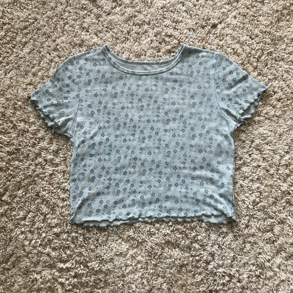 American Eagle Outfitters Green and White Top